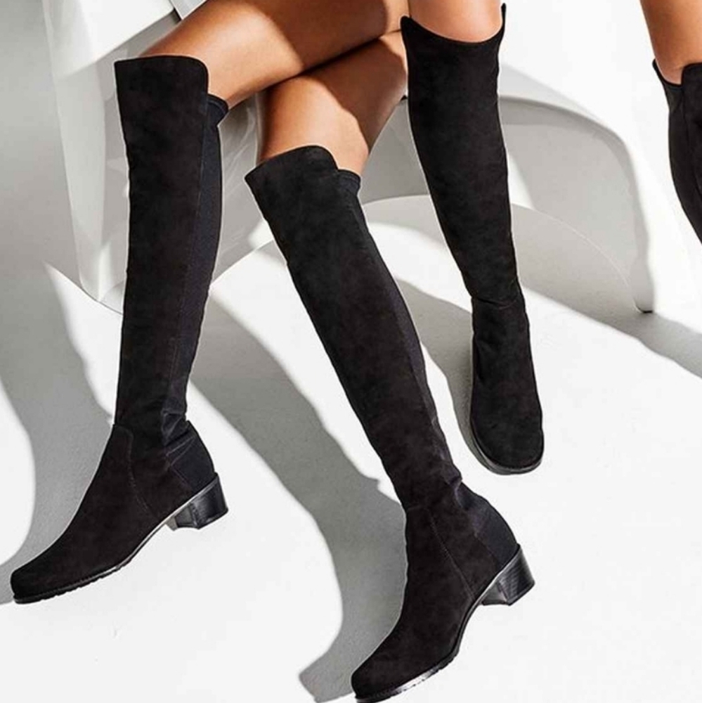 Stuart Weitzman 5050 Suede Stretch Boot Over The Knee Buttons Womens 6